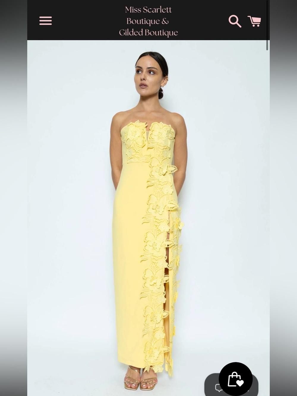 Marisol Maxi Dress- Elegant Yellow Floral Appliqué Women’s Dress